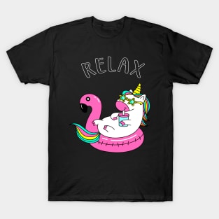 Relaxing Unicorn funny Chilling in Pool T-Shirt